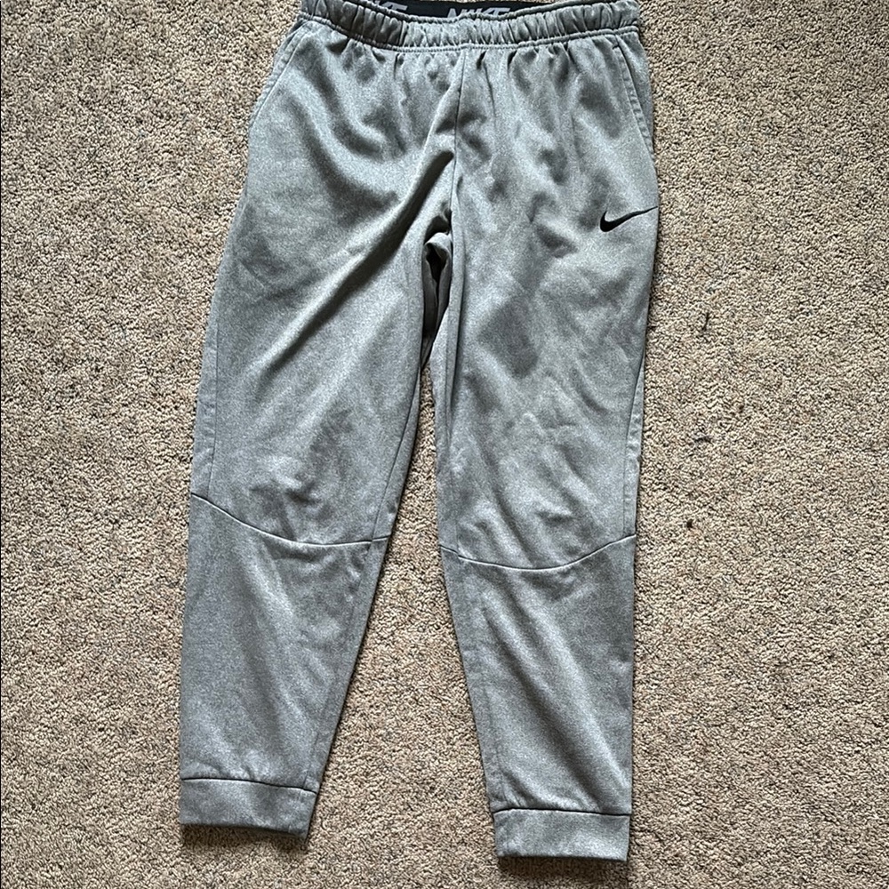 Nike Gray Sweatpants with Elastic Waistband and Tapered Legs